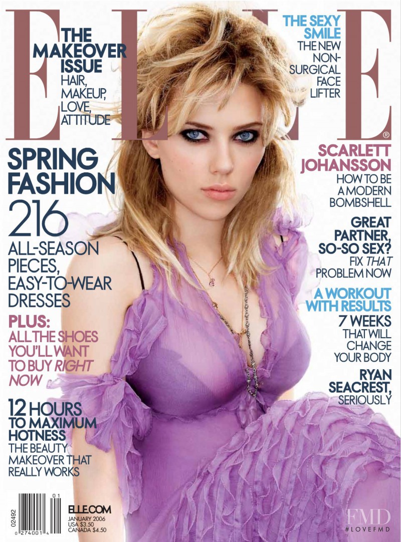 Scarlett Johansson featured on the Elle USA cover from January 2006