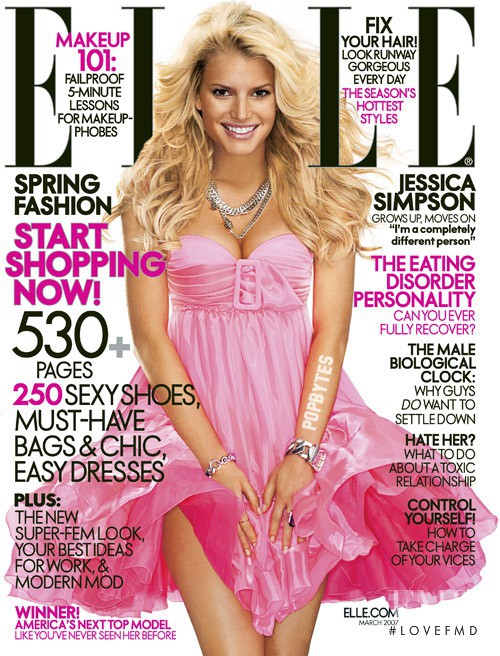Jessica Simpson featured on the Elle USA cover from March 2007