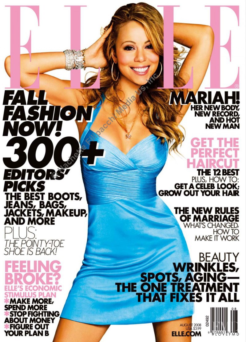 Mariah Carey featured on the Elle USA cover from August 2008