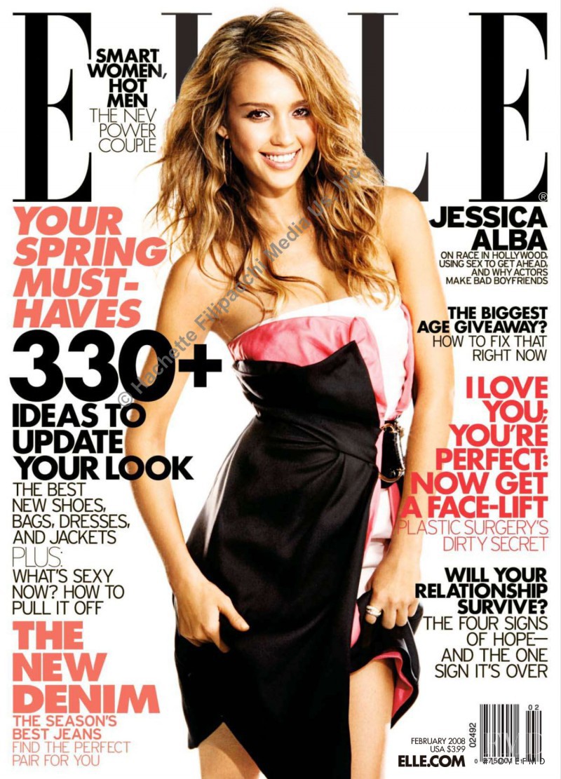 Jessica Alba featured on the Elle USA cover from February 2008