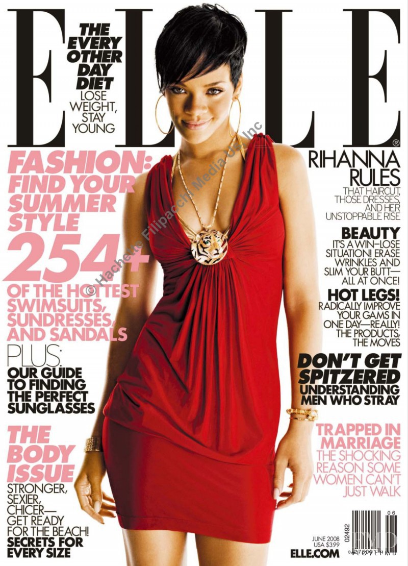 Rihanna featured on the Elle USA cover from June 2008