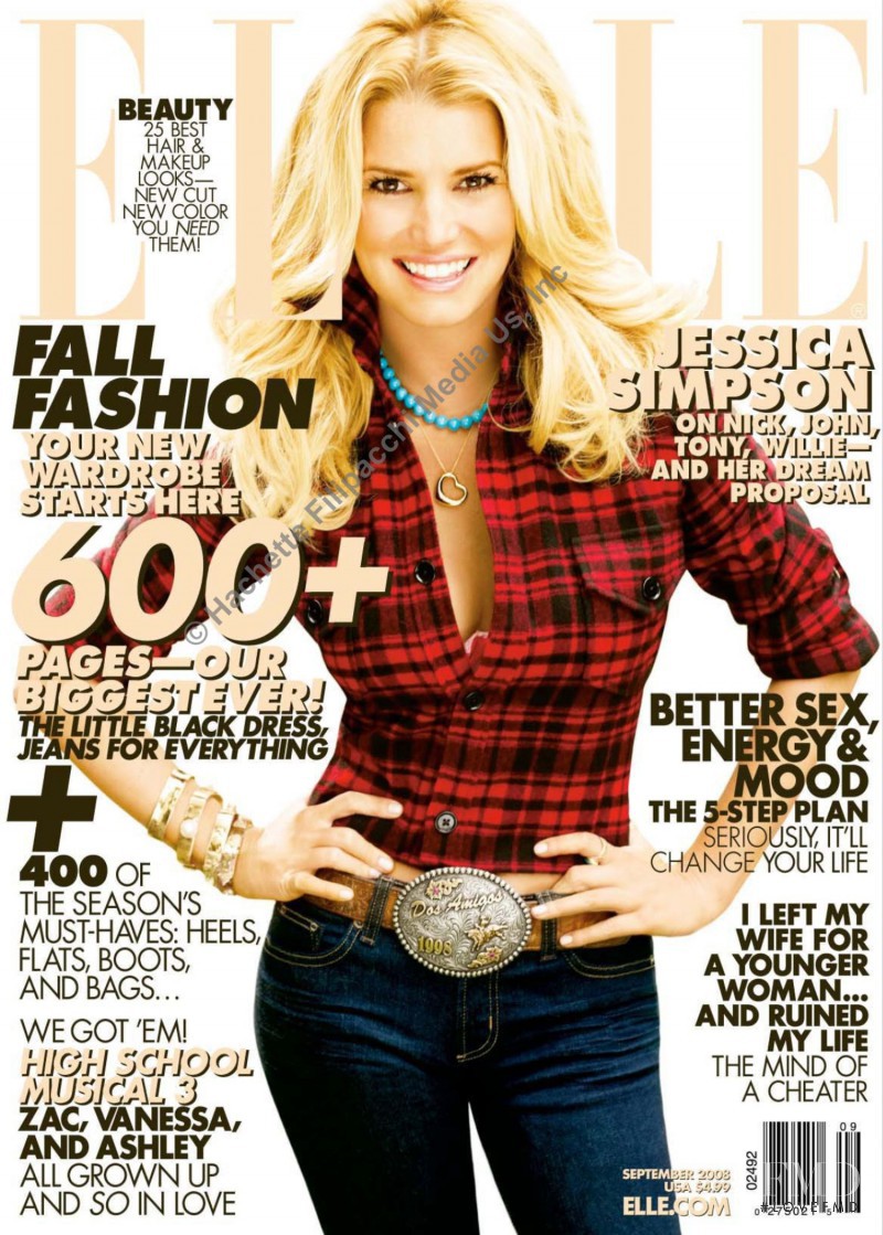 Jessica Simpson featured on the Elle USA cover from September 2008