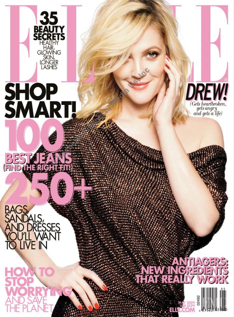 Drew Barrymore featured on the Elle USA cover from May 2009