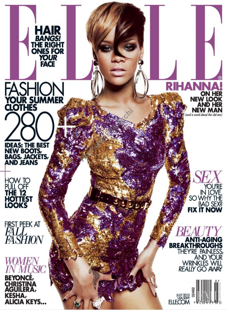 Rihanna featured on the Elle USA cover from July 2010