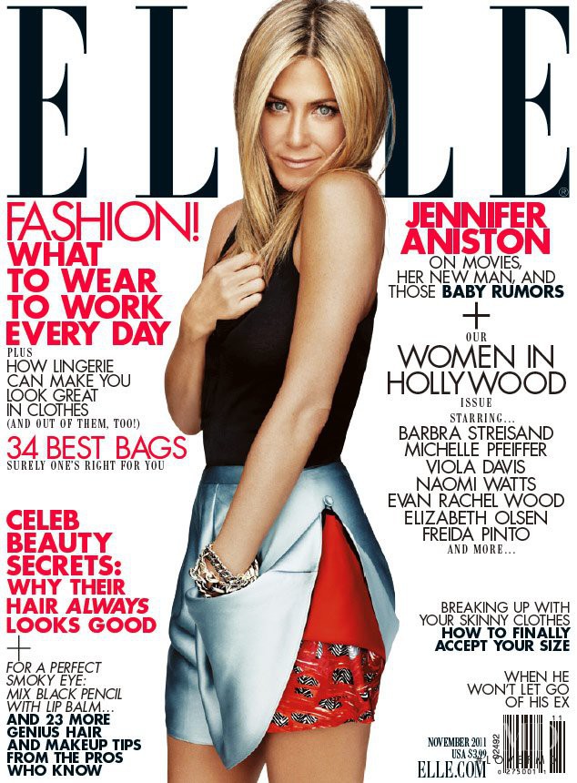 Jennifer Aniston featured on the Elle USA cover from November 2011