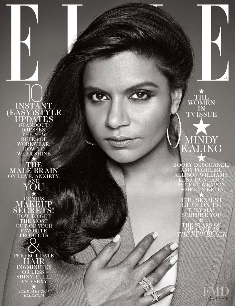 Mindy Kaling featured on the Elle USA cover from February 2014