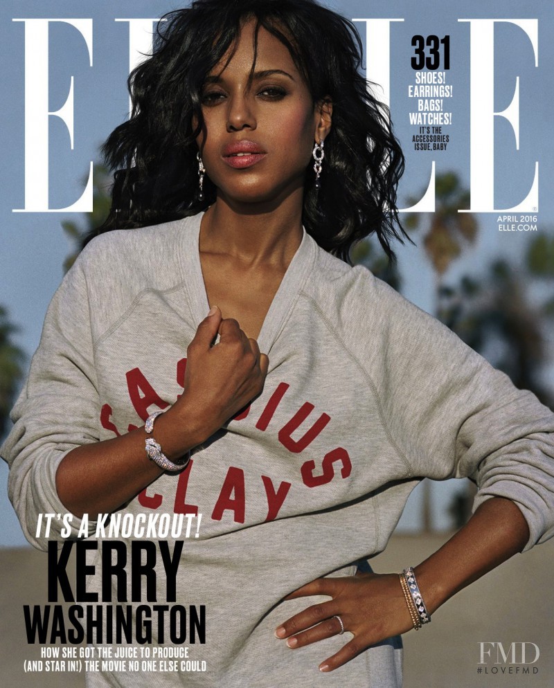 Kerry Washington featured on the Elle USA cover from April 2016