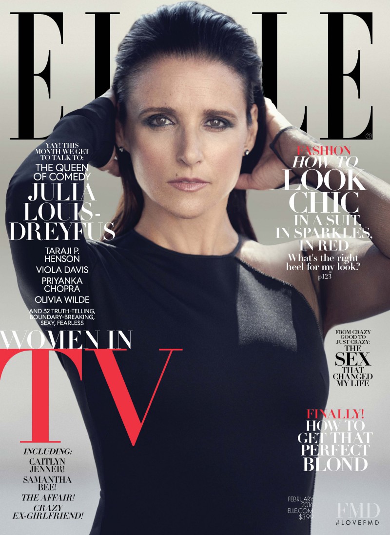 Julia Louis-Dreyfus  featured on the Elle USA cover from February 2016