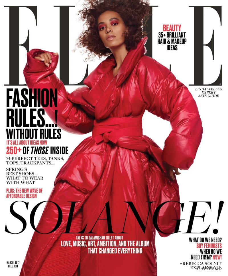 Solange Knowles featured on the Elle USA cover from March 2017