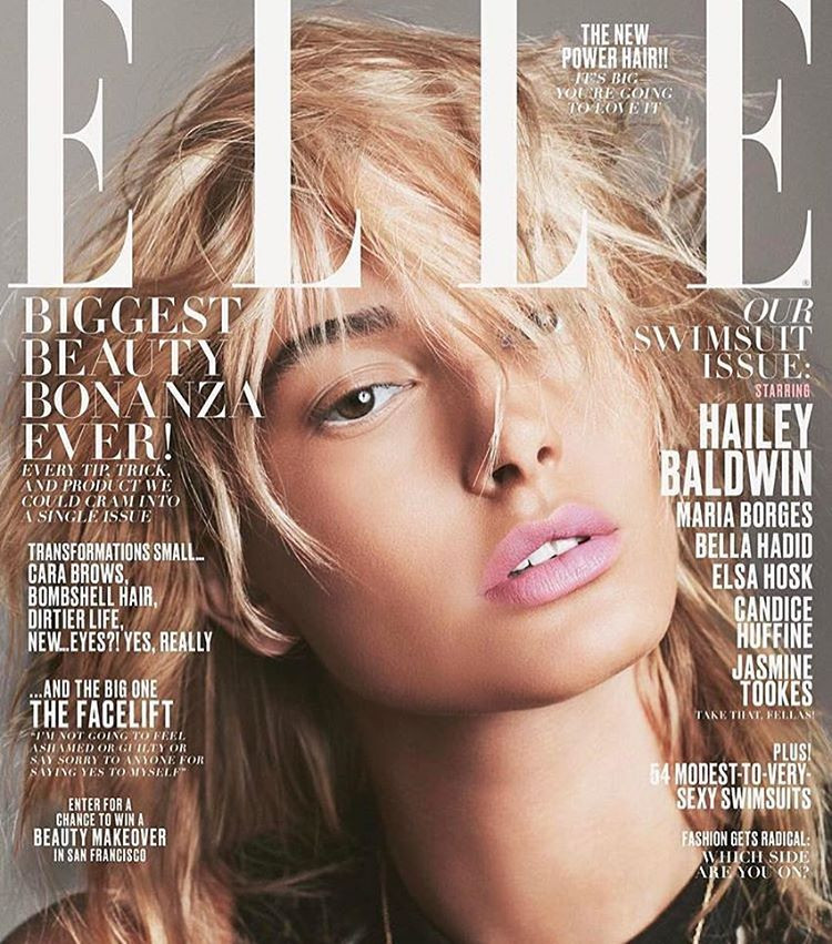 Hailey Baldwin Bieber featured on the Elle USA cover from May 2017
