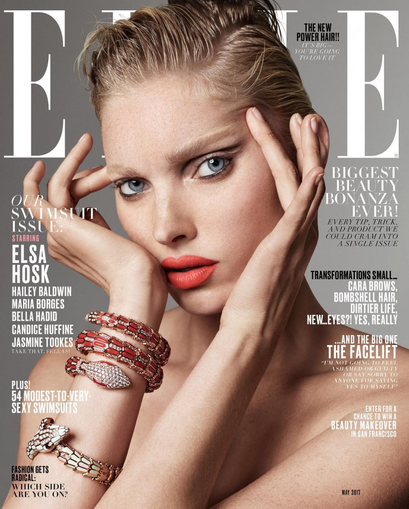 Elsa Hosk featured on the Elle USA cover from May 2017
