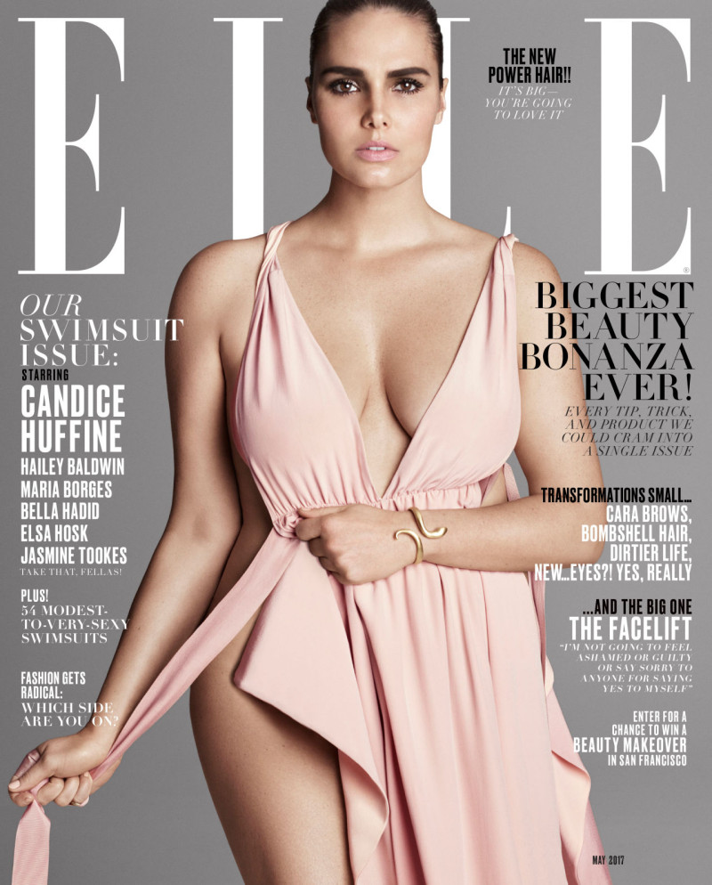 Candice Huffine featured on the Elle USA cover from May 2017