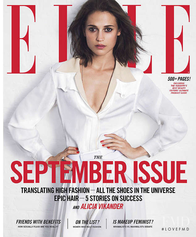 Alicia Vikander featured on the Elle USA cover from September 2017