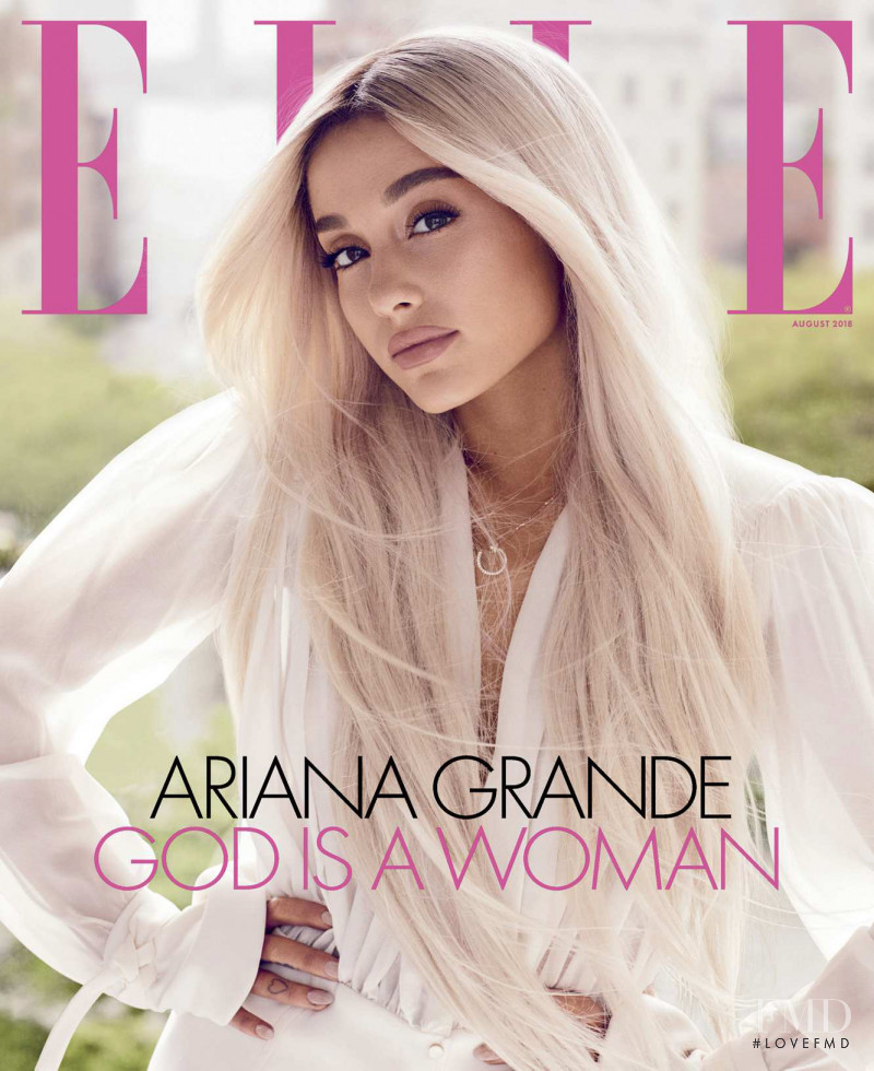 Ariana Grande featured on the Elle USA cover from August 2018
