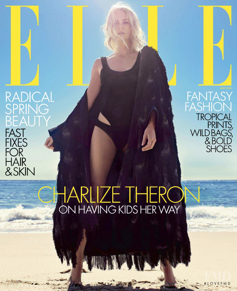 Charlize Theron featured on the Elle USA cover from May 2018