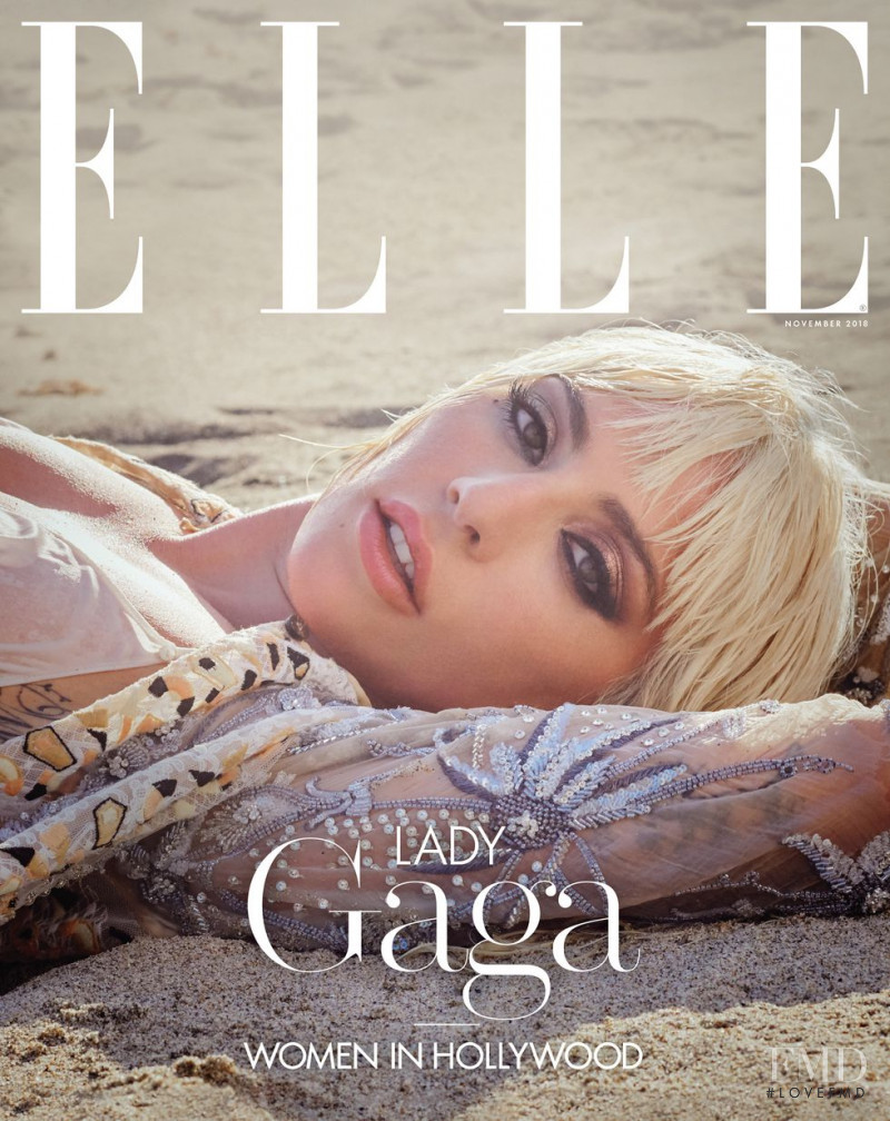 Lady Gaga featured on the Elle USA cover from November 2018
