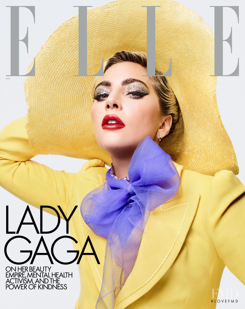 Lady Gaga featured on the Elle USA cover from December 2019