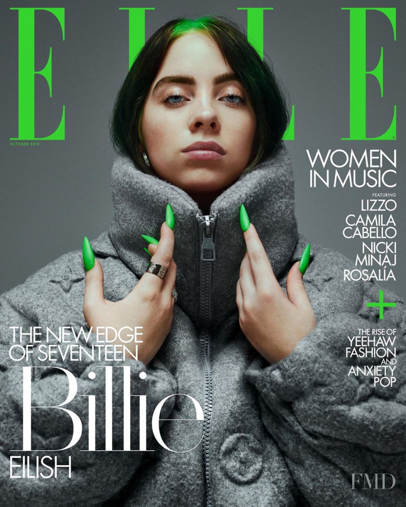 Billie Eilish featured on the Elle USA cover from October 2019