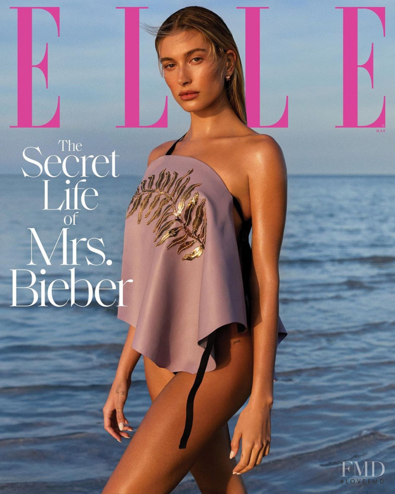 Hailey Baldwin Bieber featured on the Elle USA cover from March 2020
