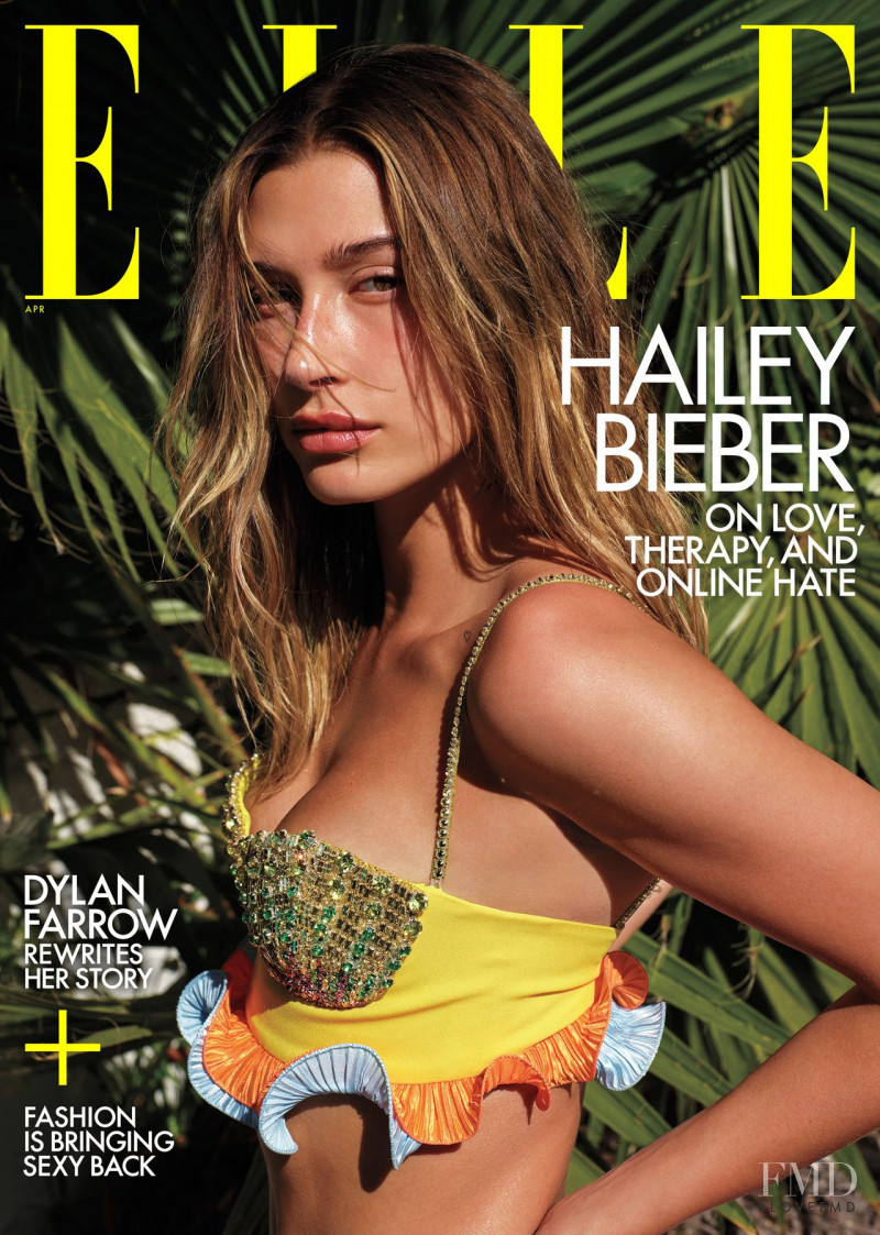 Hailey Baldwin Bieber featured on the Elle USA cover from April 2021