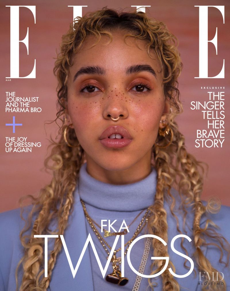 FKA Twigs featured on the Elle USA cover from March 2021