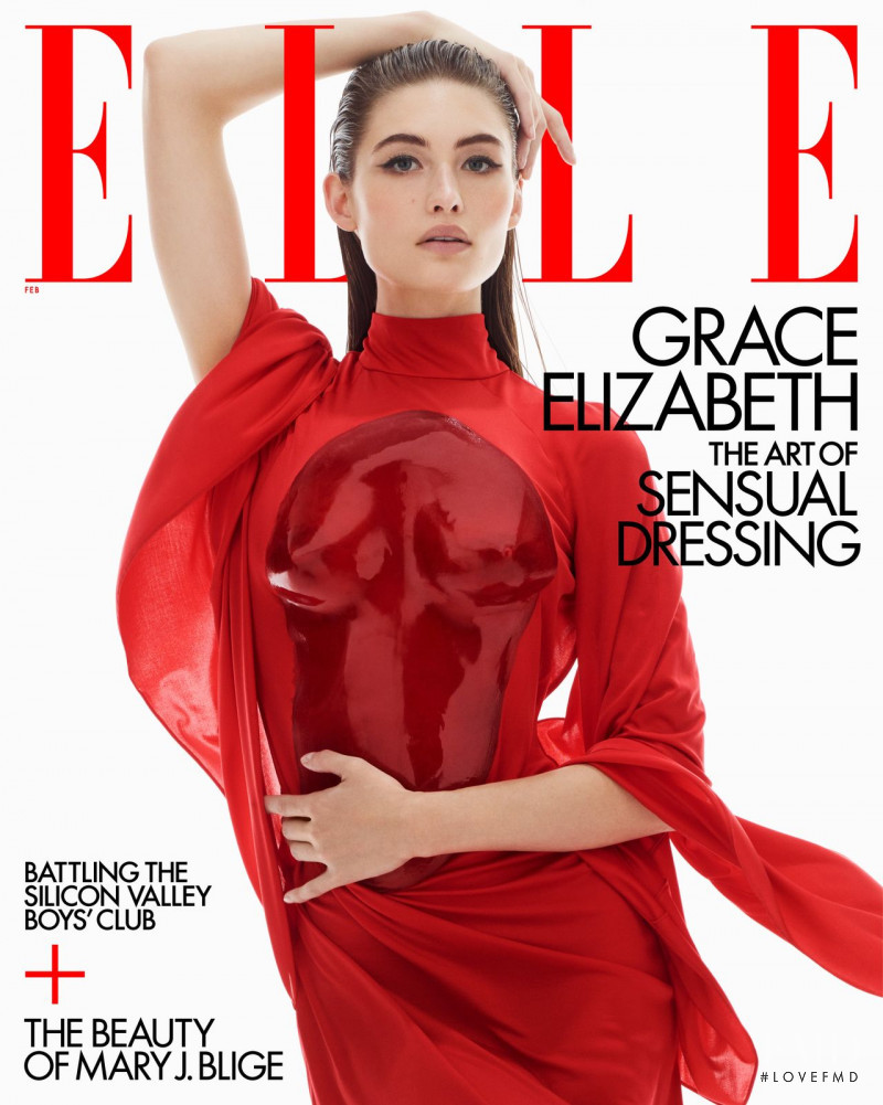 Grace Elizabeth featured on the Elle USA cover from February 2022