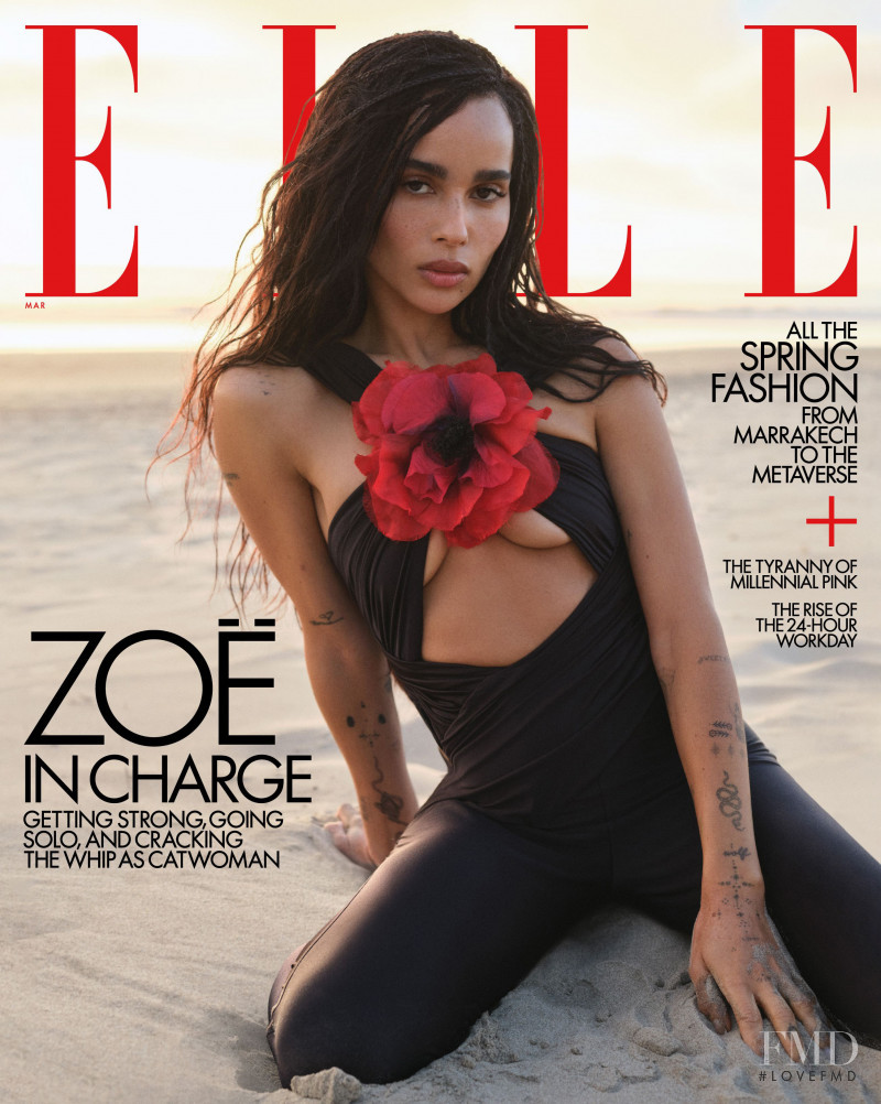 Zoë Kravitz featured on the Elle USA cover from March 2022
