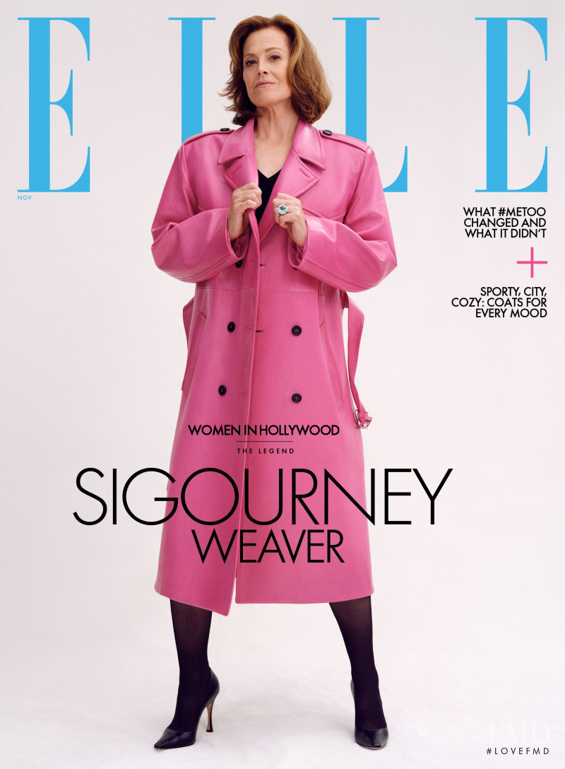 Sigourney Weaver featured on the Elle USA cover from November 2022