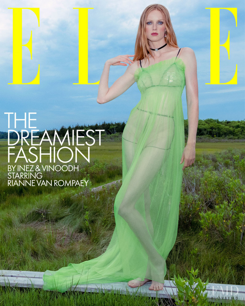 Rianne Van Rompaey featured on the Elle USA cover from October 2022