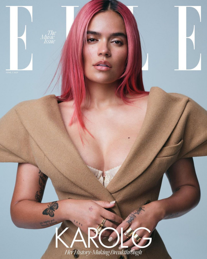 Karol G featured on the Elle USA cover from June 2023