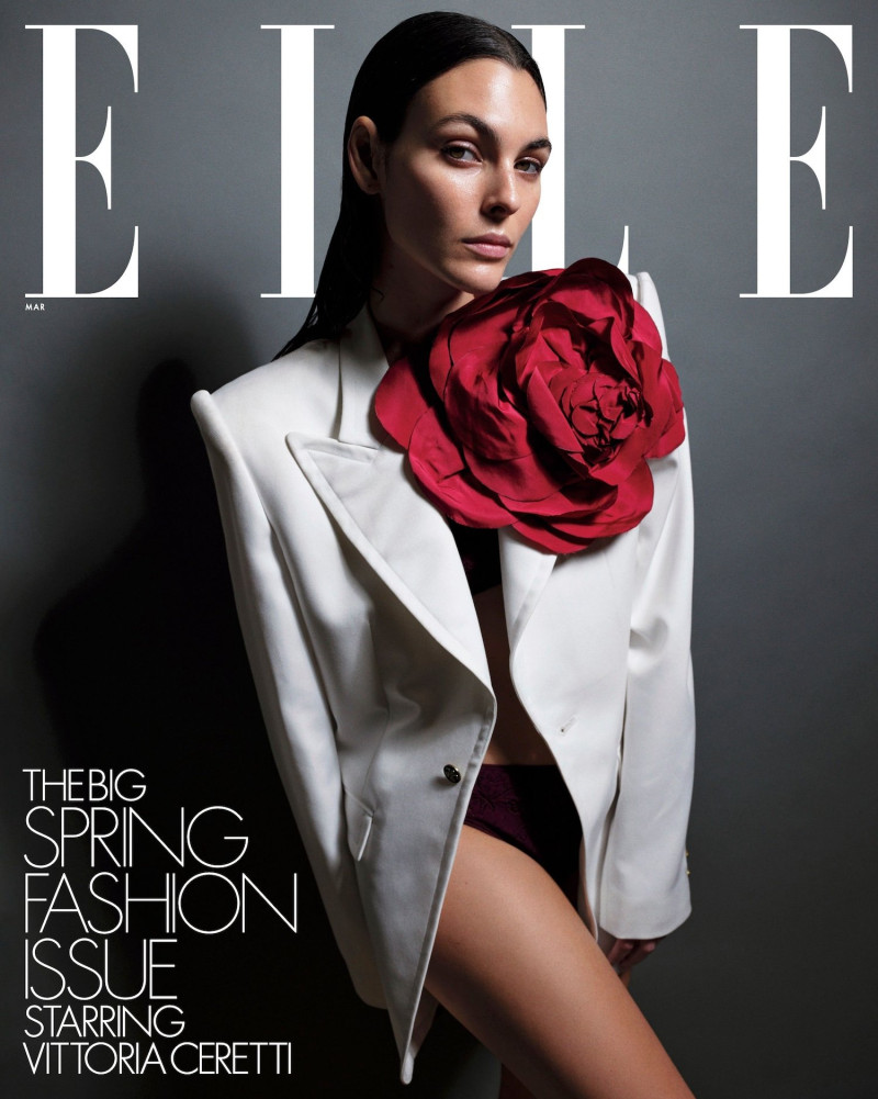 Vittoria Ceretti featured on the Elle USA cover from March 2024