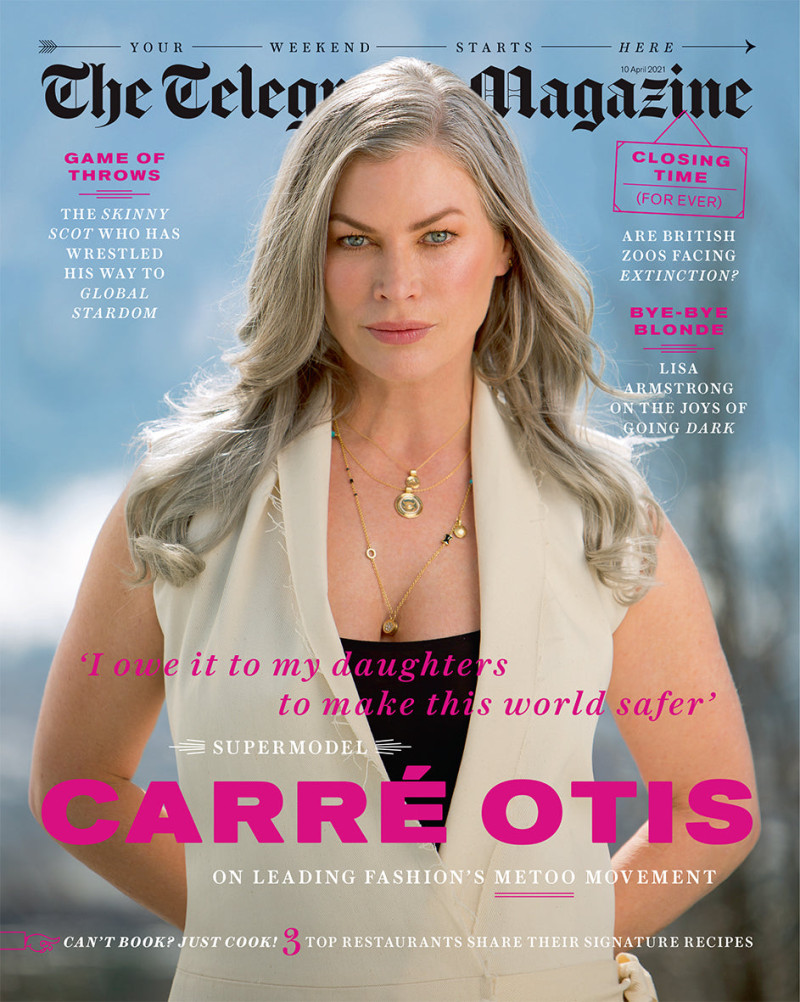 Carre Otis featured on the Telegraph Fashion cover from April 2021
