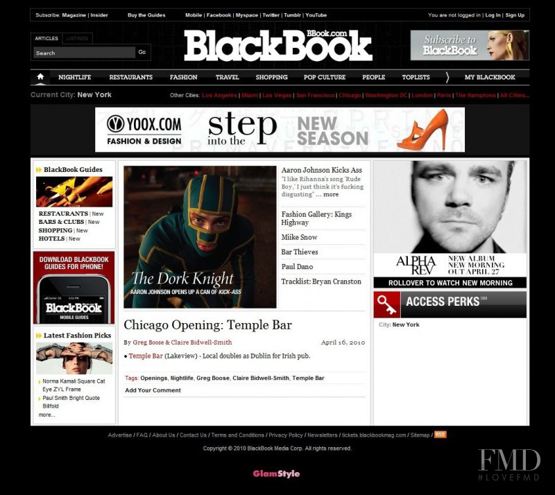  featured on the BlackBook.de screen from April 2010