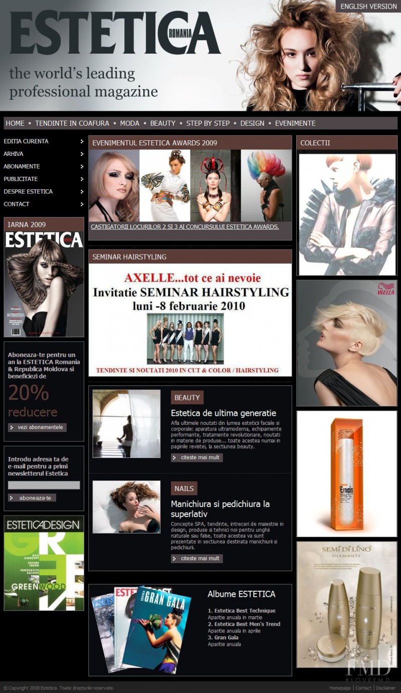  featured on the ESTETICA.ro screen from April 2010