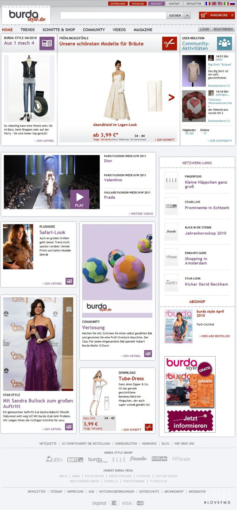  featured on the BurdaStyle.de screen from April 2010