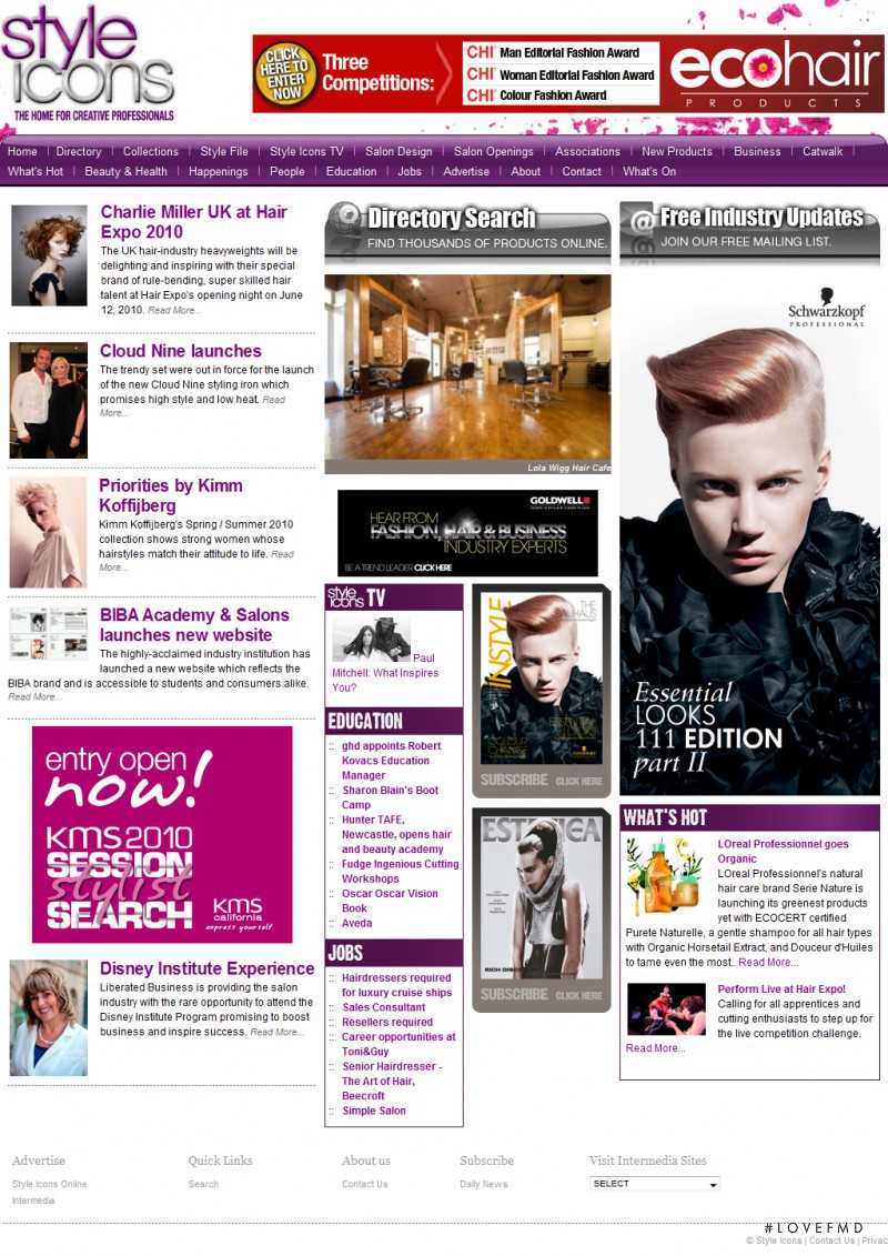  featured on the StyleIcons.com.au screen from April 2010