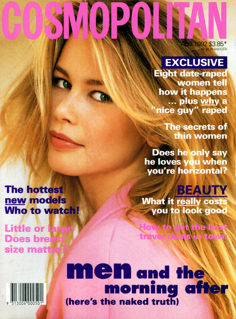 Claudia Schiffer featured on the Cosmopolitan Australia cover from April 1992