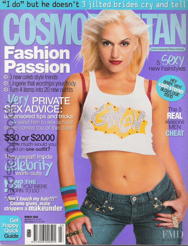 Gwen Stefani featured on the Cosmopolitan Australia cover from March 2002