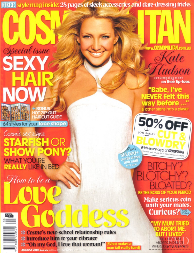 Kate Hudson featured on the Cosmopolitan Australia cover from August 2006