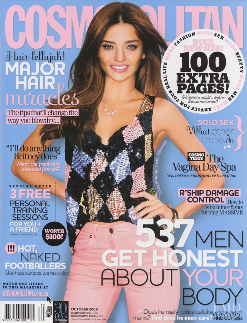 Miranda Kerr featured on the Cosmopolitan Australia cover from October 2008