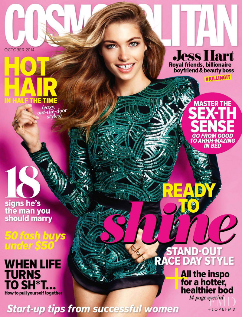 Jessica Hart featured on the Cosmopolitan Australia cover from October 2014