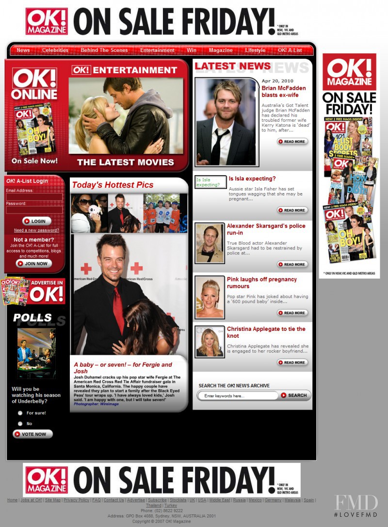  featured on the OKMagazine.com.au screen from April 2010