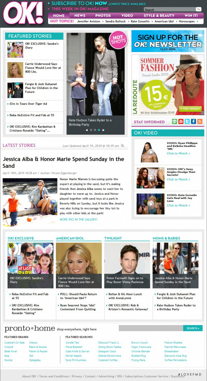  featured on the OKMagazine.com screen from April 2010