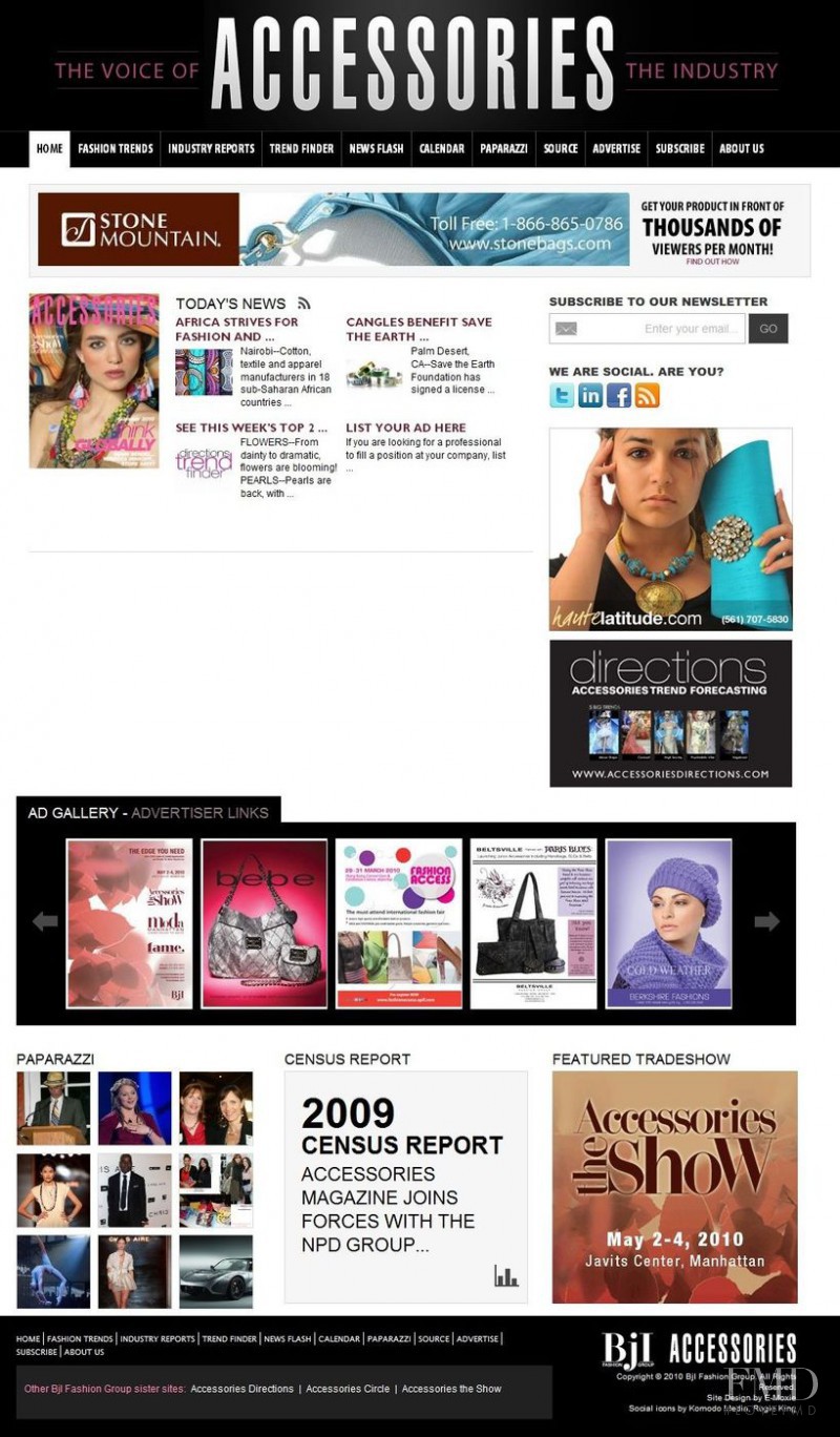  featured on the AccessoriesMagazine.com screen from April 2010