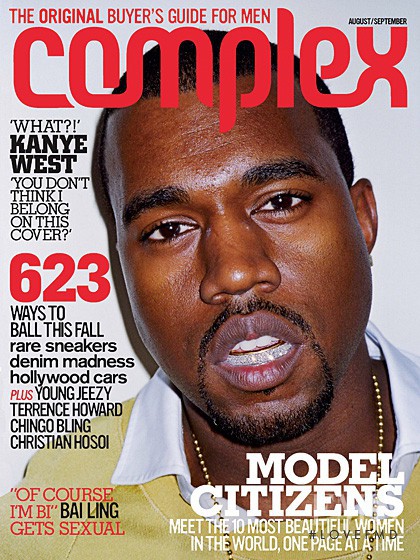 Kanye West featured on the Complex cover from August 2005