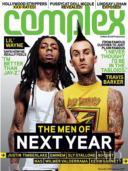 Lil Wayne & Travis Barker featured on the Complex cover from December 2006