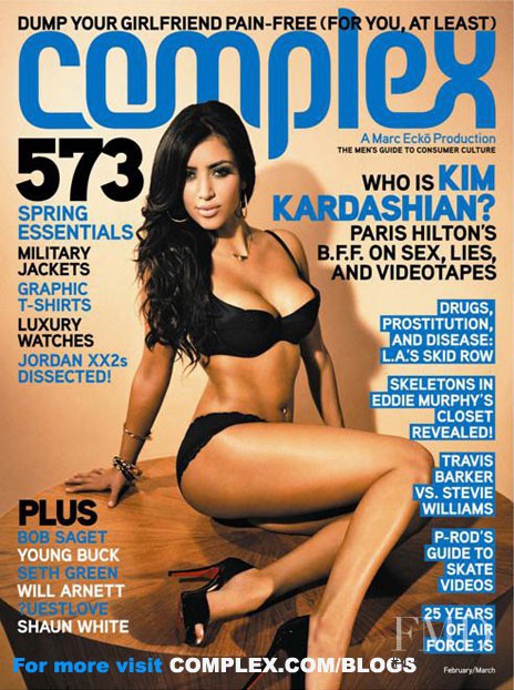 Kim Kardashian featured on the Complex cover from February 2007