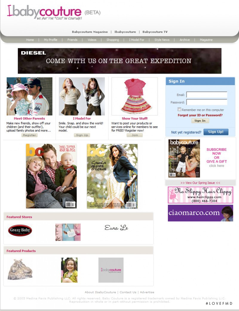  featured on the iBabyCouture.com cover from April 2010