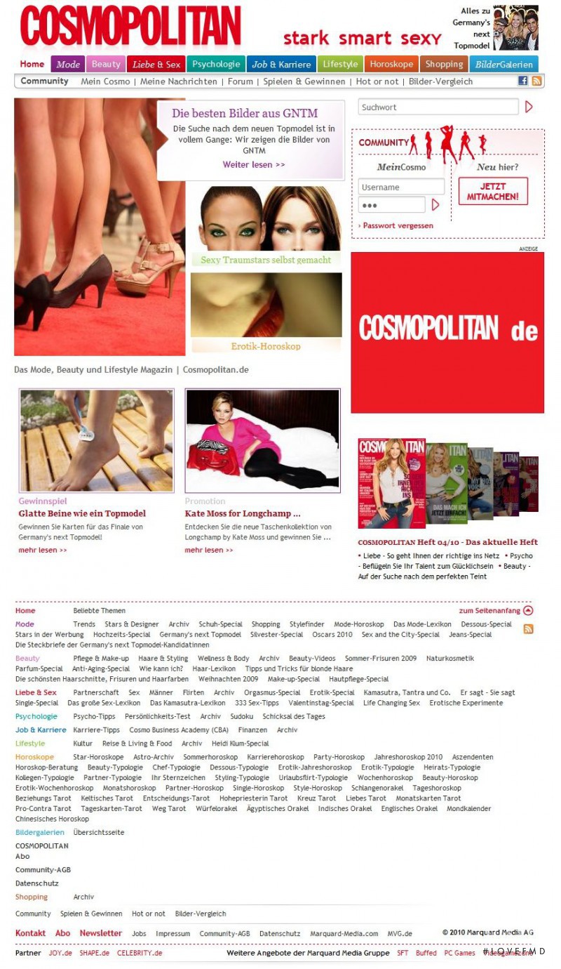  featured on the Cosmopolitan.de screen from April 2010