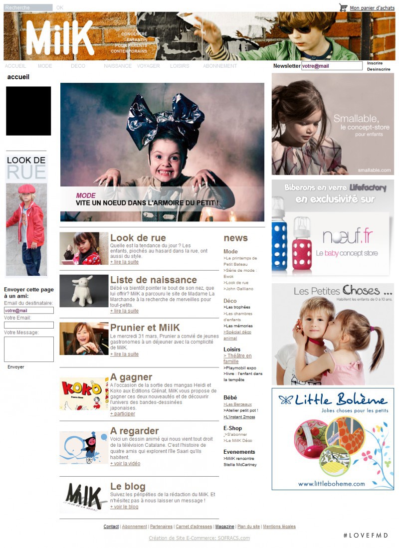  featured on the MilkMagazine.net screen from April 2010